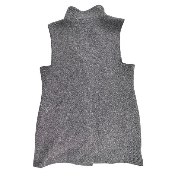 ARTEMIS | Futuristic Size 12 Gray Pinstripe Woven Double Breasted Long Vest Coat - Picture 8 of 8